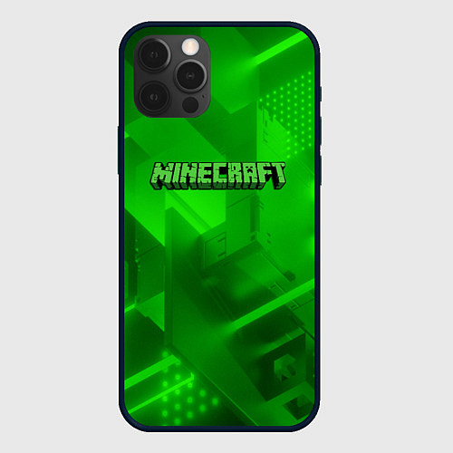 Чехол iPhone 12 Pro Minecraft кислотная геометрия / 3D-Черный – фото 1