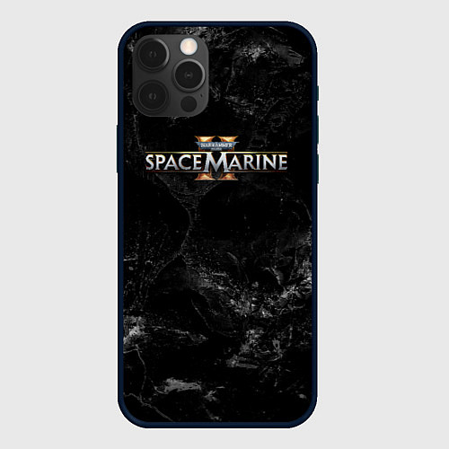 Чехол iPhone 12 Pro Warhammer 40000 space marine 2 black logo / 3D-Черный – фото 1