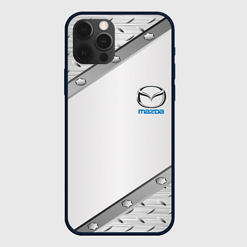 Чехол iPhone 12 Pro Mazda текстура метал / 3D-Черный – фото 1