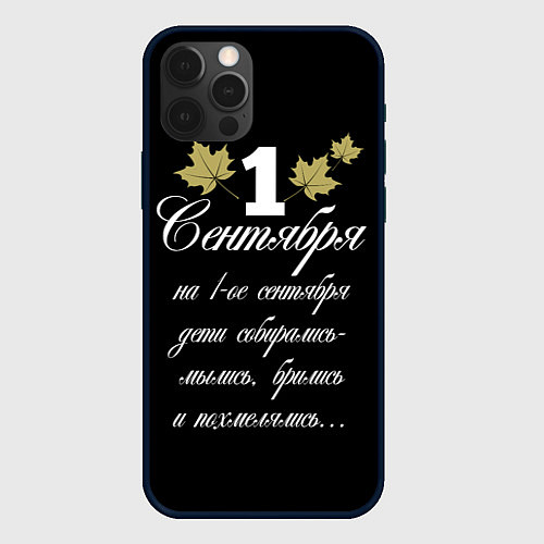 Чехол iPhone 12 Pro 1 сентября - дети собирались / 3D-Черный – фото 1
