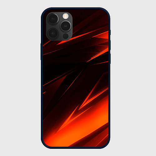 Чехол iPhone 12 Pro Geometry orange stripes / 3D-Черный – фото 1