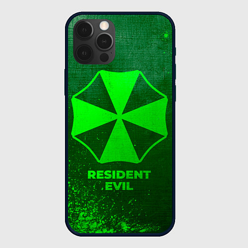 Чехол iPhone 12 Pro Resident Evil - green gradient / 3D-Черный – фото 1