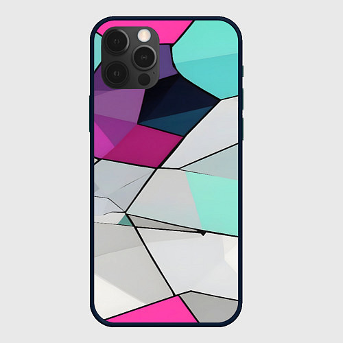 Чехол iPhone 12 Pro Яркая геометрическая абстракция / 3D-Черный – фото 1