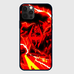 Чехол для iPhone 12 Pro Skyrim red storm logo, цвет: 3D-черный