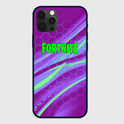 Чехол iPhone 12 Pro Fortnite game neon hexagon