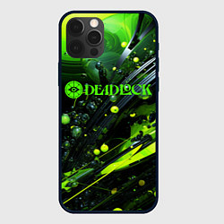 Чехол для iPhone 12 Pro Deadlock logo зеленая абстракция, цвет: 3D-черный