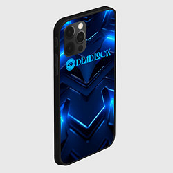 Чехол для iPhone 12 Pro Deadlock logo и синий неон, цвет: 3D-черный — фото 2