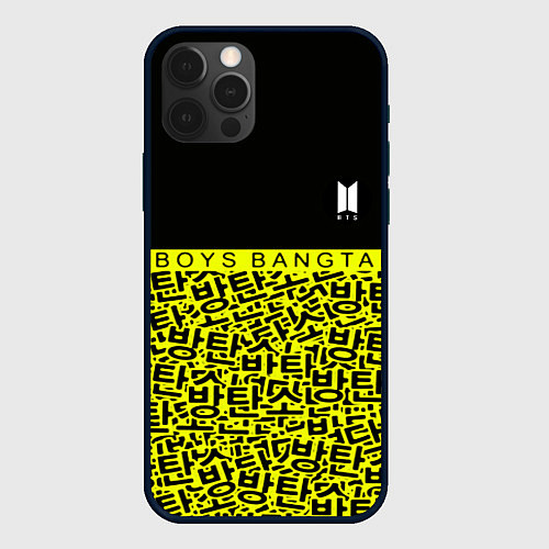 Чехол iPhone 12 Pro BTS pattern kpop / 3D-Черный – фото 1