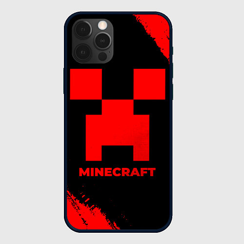 Чехол iPhone 12 Pro Minecraft - red gradient / 3D-Черный – фото 1