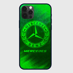 Чехол для iPhone 12 Pro Mercedes - green gradient, цвет: 3D-черный