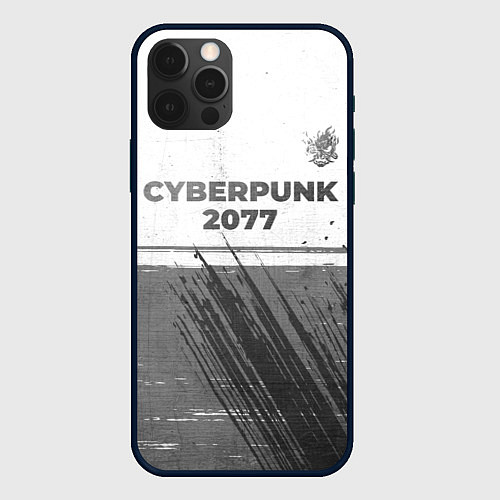 Чехол iPhone 12 Pro Cyberpunk 2077 - white gradient посередине / 3D-Черный – фото 1
