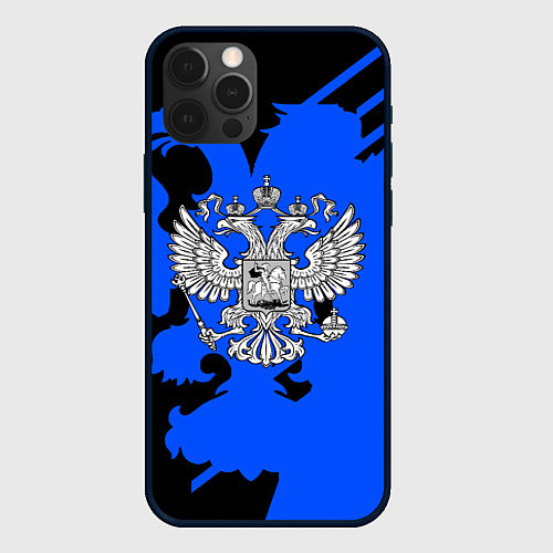 Чехол iPhone 12 Pro Россия герб патриот / 3D-Черный – фото 1