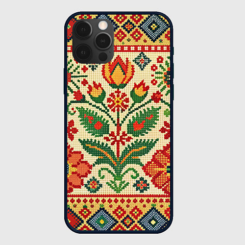 Чехол iPhone 12 Pro Славянский узор и орнамент / 3D-Черный – фото 1