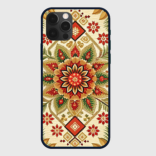 Чехол iPhone 12 Pro Стиль советского ковра узоры и орнамент / 3D-Черный – фото 1