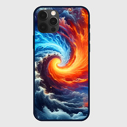 Чехол для iPhone 12 Pro Столкновение двух стихий - инь янь, цвет: 3D-черный