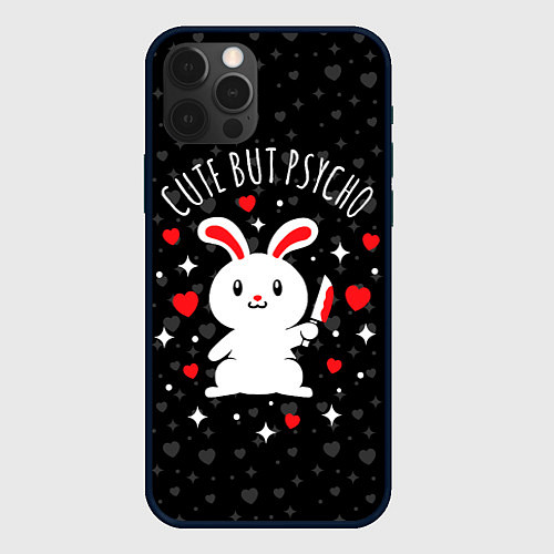 Чехол iPhone 12 Pro Cute but psycho bunny / 3D-Черный – фото 1