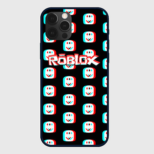 Чехол iPhone 12 Pro Roblox pattern glitch / 3D-Черный – фото 1