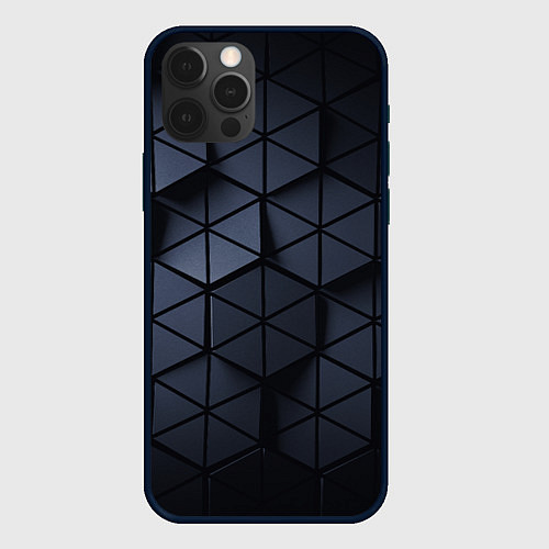 Чехол iPhone 12 Pro Треугольники образующие соты / 3D-Черный – фото 1
