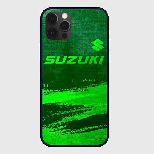 Чехол iPhone 12 Pro Suzuki - green gradient посередине / 3D-Черный – фото 1