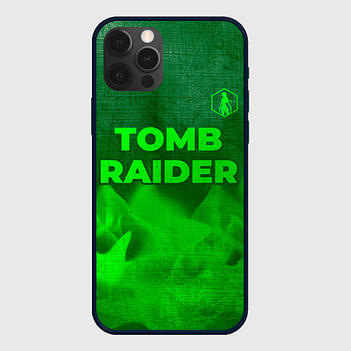 Чехол iPhone 12 Pro Tomb Raider - green gradient посередине / 3D-Черный – фото 1