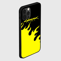 Чехол для iPhone 12 Pro Cyberpunk 2077 желтый fire, цвет: 3D-черный — фото 2