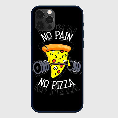 Чехол iPhone 12 Pro No pain - no pizza / 3D-Черный – фото 1