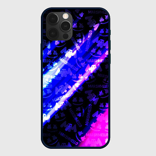 Чехол iPhone 12 Pro Marshmello neon steel / 3D-Черный – фото 1