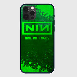 Чехол для iPhone 12 Pro Nine Inch Nails - green gradient, цвет: 3D-черный
