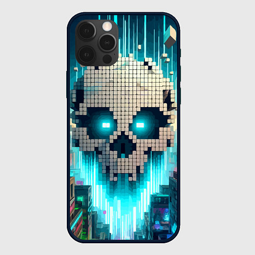 Чехол iPhone 12 Pro Minecraft skull - ai art fantasy / 3D-Черный – фото 1