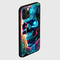 Чехол для iPhone 12 Pro Cool cyber skull - neon glow, цвет: 3D-черный — фото 2