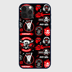 Чехол для iPhone 12 Pro Рок звезда паттерн, цвет: 3D-черный
