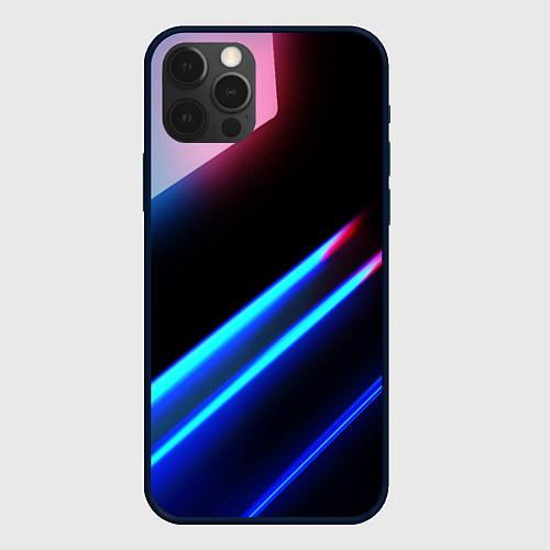 Чехол iPhone 12 Pro Неоновые линии текстура / 3D-Черный – фото 1