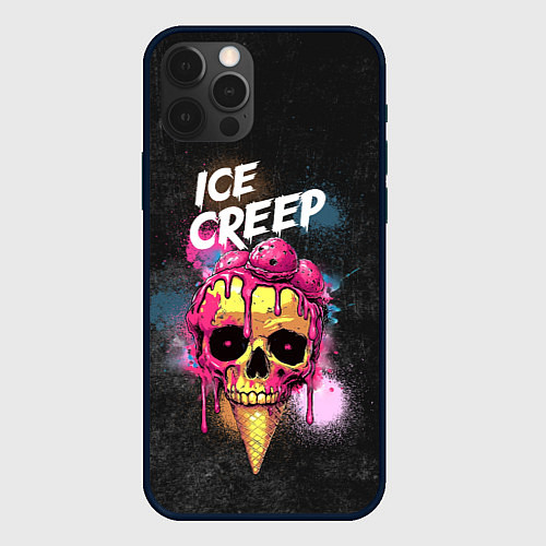 Чехол iPhone 12 Pro Ice creep - рожок мороженого черепа / 3D-Черный – фото 1