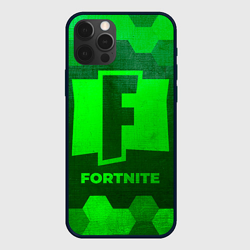 Чехол iPhone 12 Pro Fortnite - green gradient / 3D-Черный – фото 1