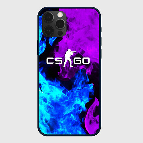 Чехол iPhone 12 Pro CSGO neon flame / 3D-Черный – фото 1