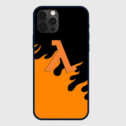 Чехол iPhone 12 Pro Half life orange fire / 3D-Черный – фото 1