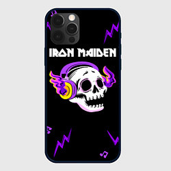 Чехол iPhone 12 Pro Iron Maiden неоновый череп