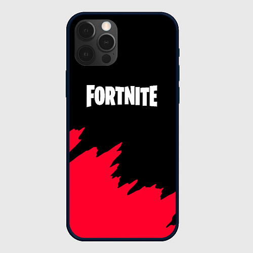 Чехол iPhone 12 Pro Fortnite розовые краски / 3D-Черный – фото 1