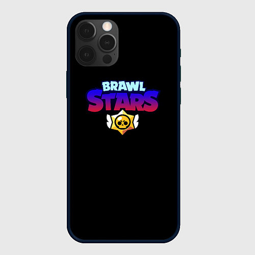 Чехол iPhone 12 Pro Brawl stars neon logo / 3D-Черный – фото 1