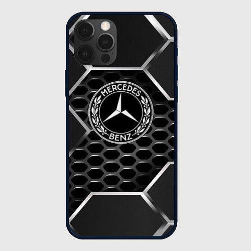 Чехол iPhone 12 Pro Mercedes carbon / 3D-Черный – фото 1