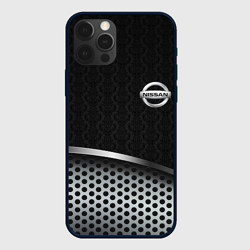 Чехол iPhone 12 Pro Nissan carbon auto / 3D-Черный – фото 1