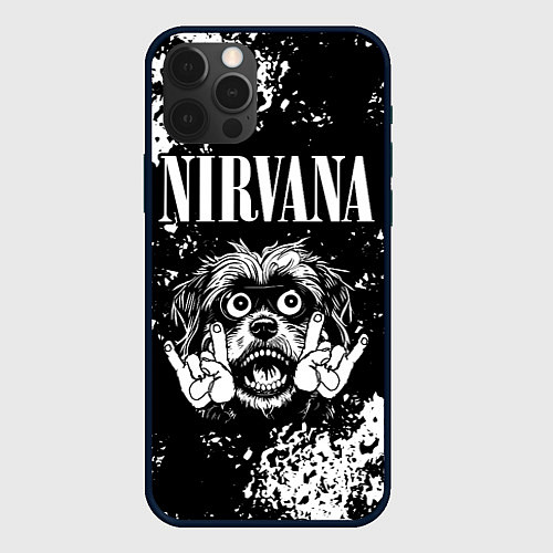 Чехол iPhone 12 Pro Nirvana рок пес / 3D-Черный – фото 1