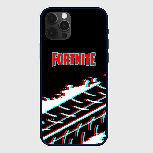 Чехол iPhone 12 Pro Fortnite краски глитч / 3D-Черный – фото 1