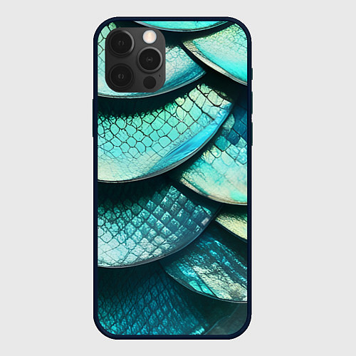 Чехол iPhone 12 Pro Чешуя крупной рыбы / 3D-Черный – фото 1