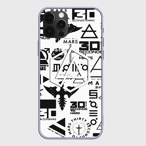 Чехол iPhone 12 Pro Linkin park pattern 30 second to mars / 3D-Светло-сиреневый – фото 1