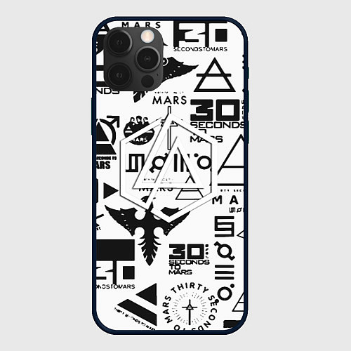 Чехол iPhone 12 Pro Linkin park pattern 30 second to mars / 3D-Черный – фото 1