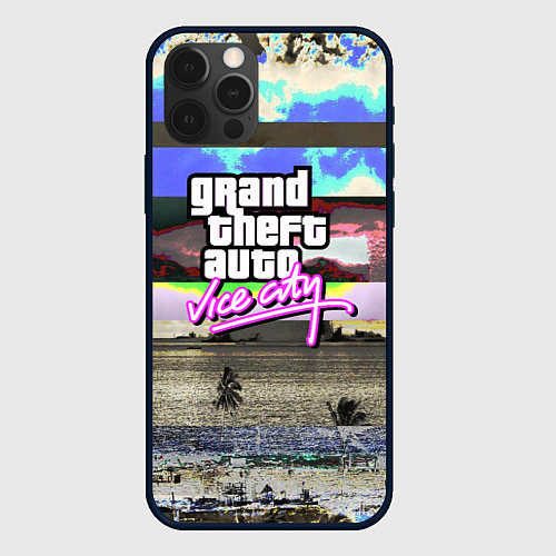 Чехол iPhone 12 Pro Vice city glitch / 3D-Черный – фото 1