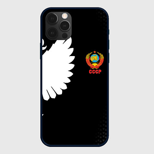 Чехол iPhone 12 Pro СССР паттерн орёл / 3D-Черный – фото 1