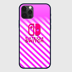 Чехол для iPhone 12 Pro Nintendo pink line, цвет: 3D-черный