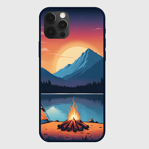 Чехол iPhone 12 Pro В лесу с палаткой / 3D-Черный – фото 1